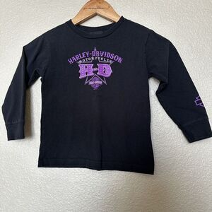 Girls Harley Davidson Black Pink,Purple Long Sleeve Top Size 5/6 Sun Denver Colo
